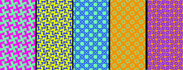 Rainbow chevron vector geometric seamless patterns collection. Set of bright colorful backgrounds with modern minimal labels. Cute abstract zigzag textures. Pattern design for Easter, holiday decor 
