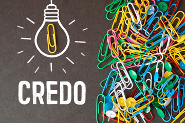 word credo printed on white paper macro