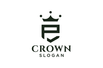 vintage crown logo and letter P symbol. Modern luxury brand element sign. Vector illustration.