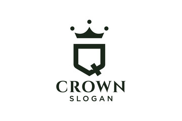 vintage crown logo and letter Q symbol. Modern luxury brand element sign. Vector illustration.