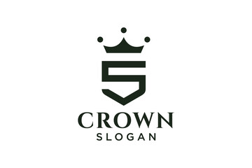 vintage crown logo and letter S symbol. Modern luxury brand element sign. Vector illustration.