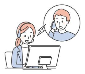 illustration of customer service in a call center