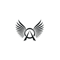 Initial Letter Logo Design A Circle Angel Wings Abstract