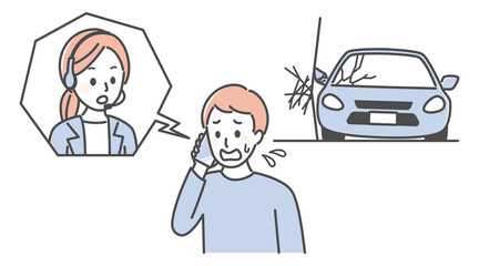 illustration of customer service in a call center and car accidents