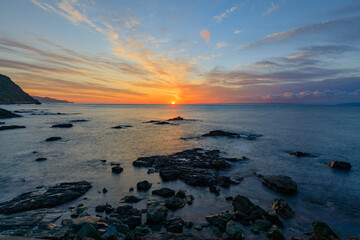 松前町白神岬の夜明けの風景