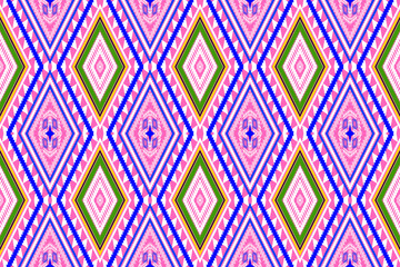 Geometric ethnic oriental seamless pattern traditional Design for background,carpet,wallpaper,clothing,wrapping,Batik,fabric,Vector illustration.embroidery style.