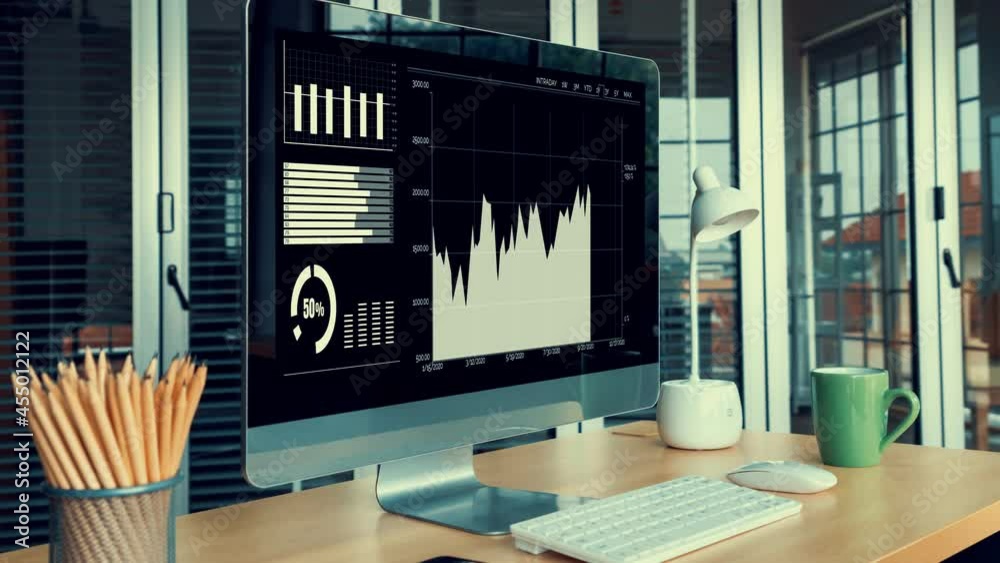 Poster business visual data analysis technology by creative computer software . concept of digital data for