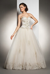 Fototapeta premium The beautiful young woman in a wedding dress