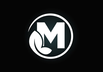 Initial M monogram alphabet with leaf. Eco-friendly logo concept. Font emblem. Modern vector logo for ecological business and company identity
