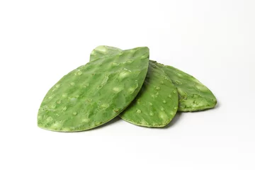 Zelfklevend Fotobehang Prickly pear isolated on white, also called nopal. Traditional prehispanic mexican food, type of cactus from Mexico © Ricardo