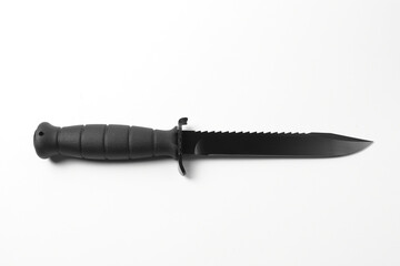 combat knife isolated on white, bayonet knife type used for survivance by military forces. Spring...