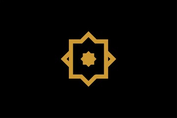 Islamic logo design vector. Mosque abstract illustration logo. Gold Arabic ornament vector icon. 