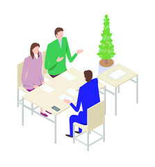 ビジネスマンと面談する男性と女性