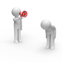 Leadership- 3d man talking with megaphone.