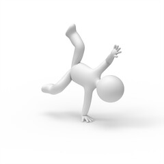 A strong break dancer standing on his left hand.