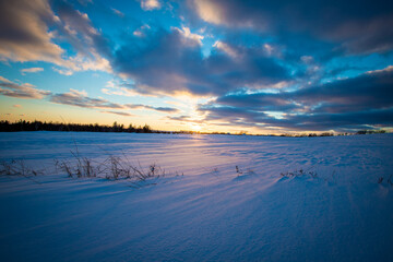 sunrise in the winter in Prince Edward Island