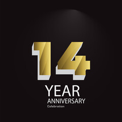14th anniversary event party. Vector illustration. numbers template for Celebrating.