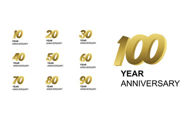 Year Anniversary Set Elegant Vector Template Design Illustration