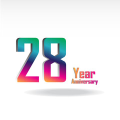 28 th anniversary event party. Vector illustration. numbers template for Celebrating.