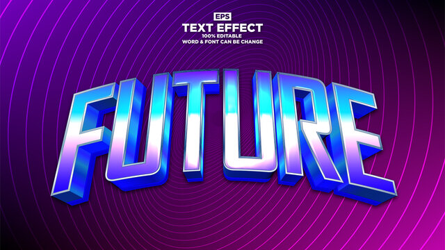 Modern futuristic editable text effect. Synthwave typography concept