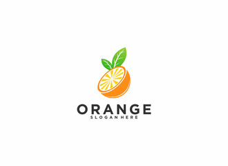 delicious looking sliced orange logo on a white background