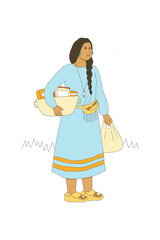 Woman holding basket of food in her arms
