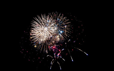 Colorful fireworks during the night