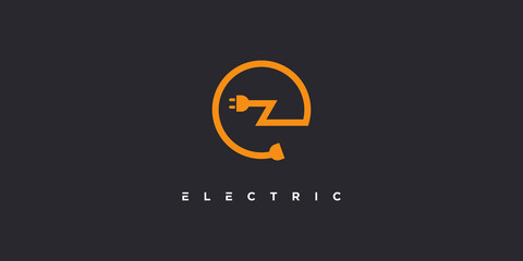 Letter E logo with modern creative electric concept Premium Vector