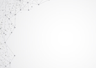 Abstract digital on white grey background. Wire frame polygon 3D mesh network line, design sphere, dot and structure. Vector illustration eps 10.