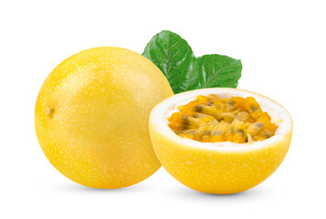 Yellow passion fruit isolated on white