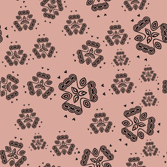 Monochrome minimalist tribal pattern with ethnic sun and lily flower. Inspired by the signs of the Gothic culture.