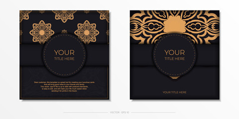 Vector invitation card with greek patterns.Stylish ready to print postcard design in black color with vintage
