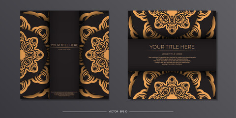 Obraz na płótnie Canvas Stylish invitation card with Greek patterns. Stylish postcard design in Black color with vintage