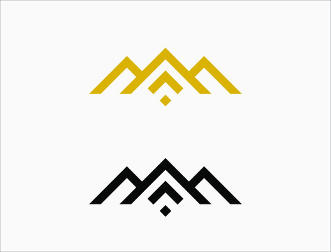 Simple vector logo in modern style. Top of the mountain in the shape of the letter M.