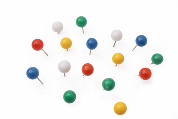 Colorful push pin thumbtack paper clip office business supplies