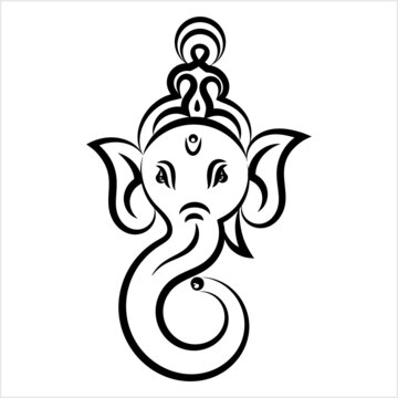 Ganesha The Lord Of Wisdom Calligraphic Style M_2109005