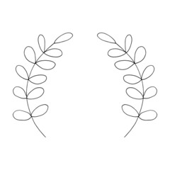 leaves frame. hand drawn doodle. vector, scandinavian, nordic, minimalism, monochrome. plant, invitation, wedding. border.