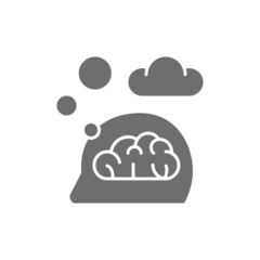 Think, thought, idea, mind, dream cloud, dialog grey icon.