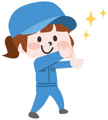 Fototapeta premium 二頭身_手からキラキラ出してる作業員