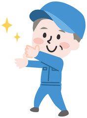 二頭身_手からキラキラ出してる作業員