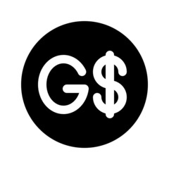 Illustration vector graphic icon of Guyana Dollar currency. Solid Style Icon. Vector illustration isolated on white background. Perfect for website or application design.