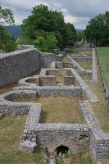 Archaeological site of Altilia: The remains of the ancient thermal baths show a series of communicating environments. Sepino, Molise , Italy.