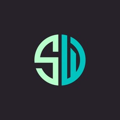 circle abstract logo by forming initials SW