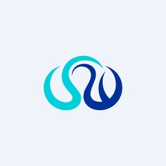 cloud/wave abstract logo by forming initials SW