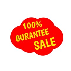 100 percentage gurantee sale tag red clouds for sales and promotion isolated 3d. Discount sticker yellow and white. Business Advertising