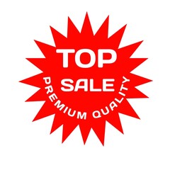 Special top sale premium quality tag red star for sales and promotion isolated 3d. Discount icon or sticke white letters. Business Advertising