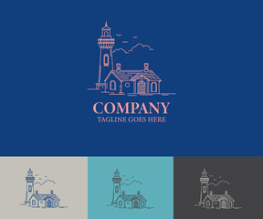 Lighthouse logo vector, Mono line icon, symbol for companies