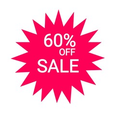 60 percentage off sale pink and white icon sticker
