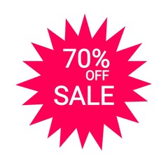 70 percentage off sale pink and white icon sticker