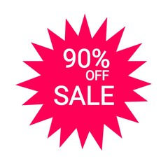 90 percentage off sale pink and white icon sticker
